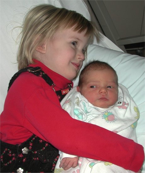 Abigail with one of the twins