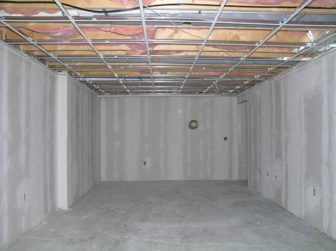 Family room looking away from the stairs (ceiling started)