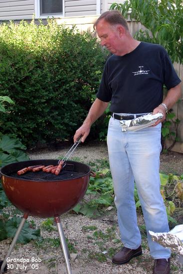 Grandpa Bob grills dinner