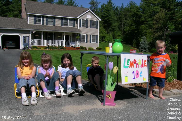 The girls set up a lemonade stand