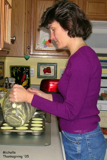 Michelle prepares dinner