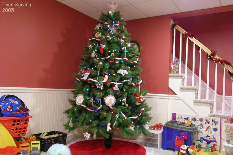 Flash-less shot of the basement Christmas tree