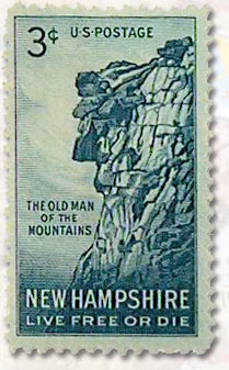 Old 3c stamp of NH's man of the mountain