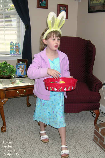 Abigail hunting for Easter eggs