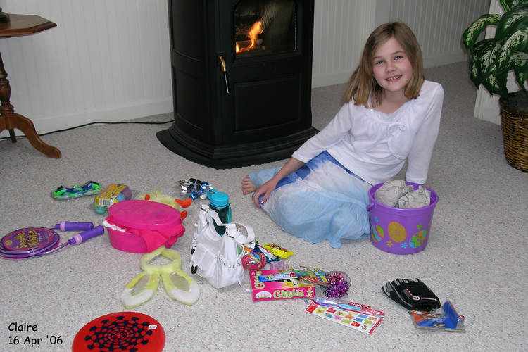 Claire reviews her Easter gifts