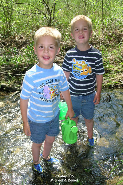 Michael and Daniel in the brook