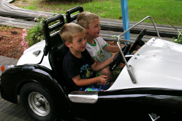 Daniel and Michael on the Jr. Sport Cars