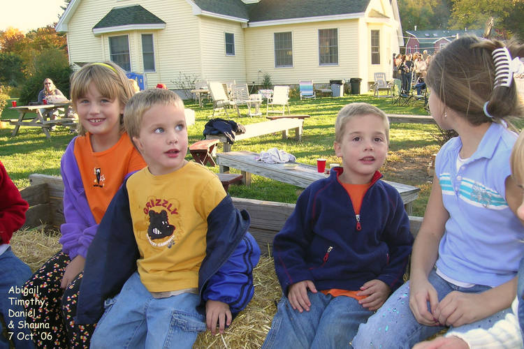 Abigail, Timothy, Daniel, and Shauna on a hayride