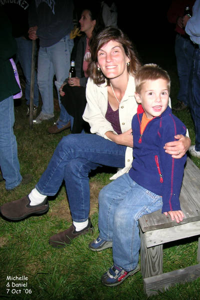Michelle and Daniel by the bonfire