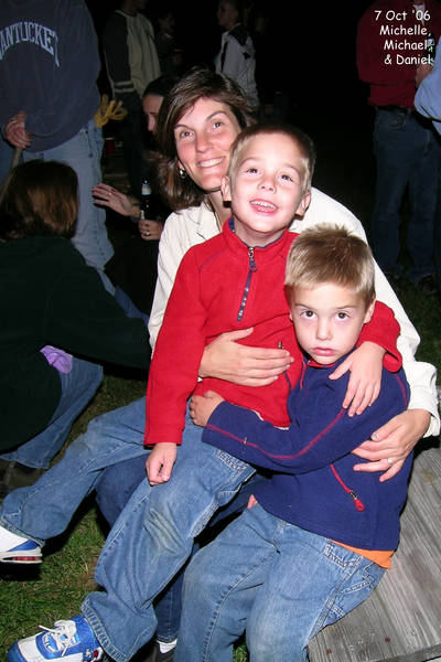Michelle, Michael, and Daniel at the bonfire