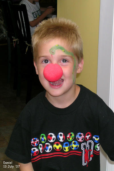 Daniel with his clown nose