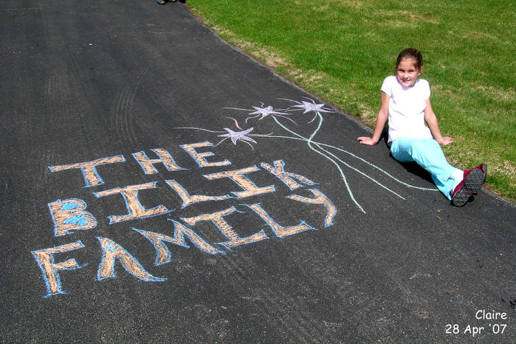 Claire doing a little chalk art