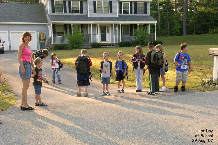 Neighborhood kids waiting for the bus