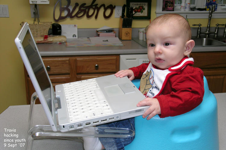 Baby Travis Kucmas starts hacking at an early age