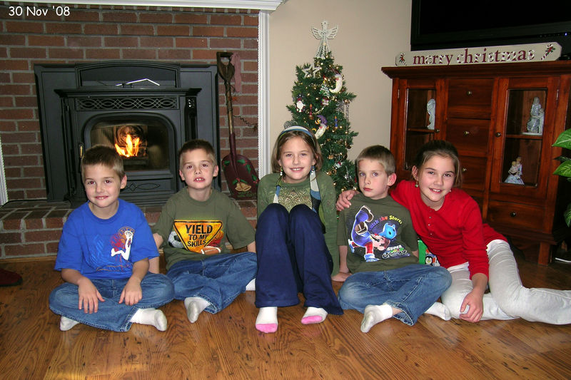 The kids waiting to open their early presents
