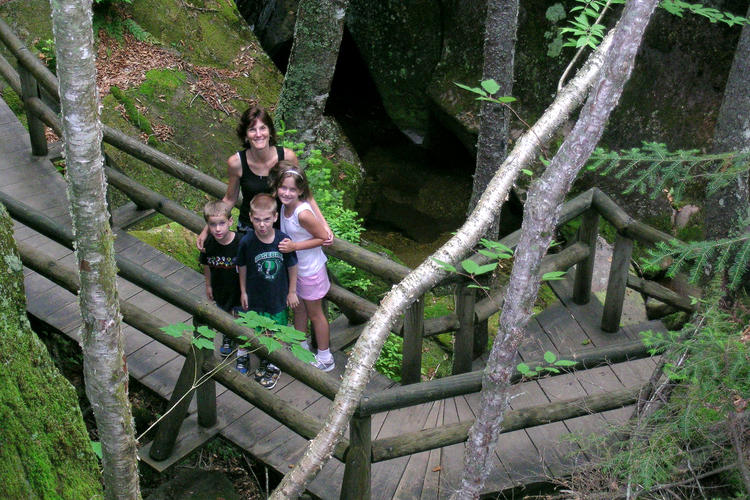 Michelle and the kids at the Lost River Gorge
