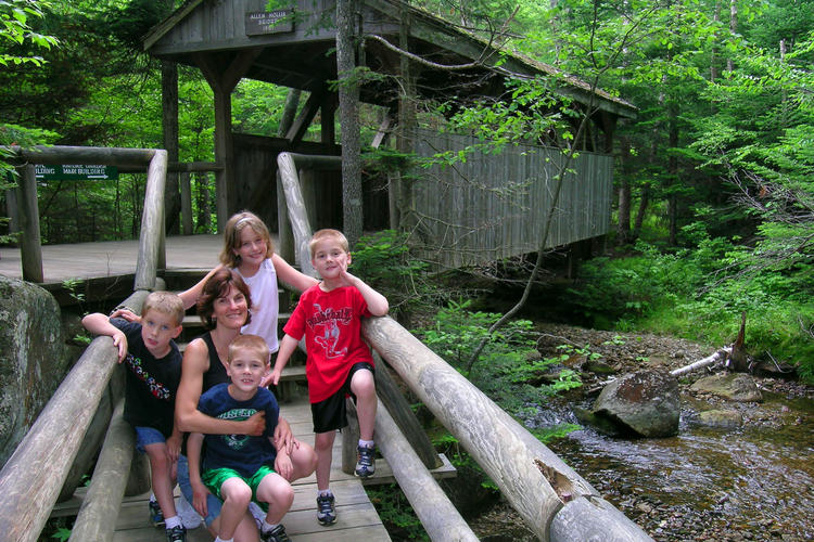 Michelle and the kids at the Lost River Gorge