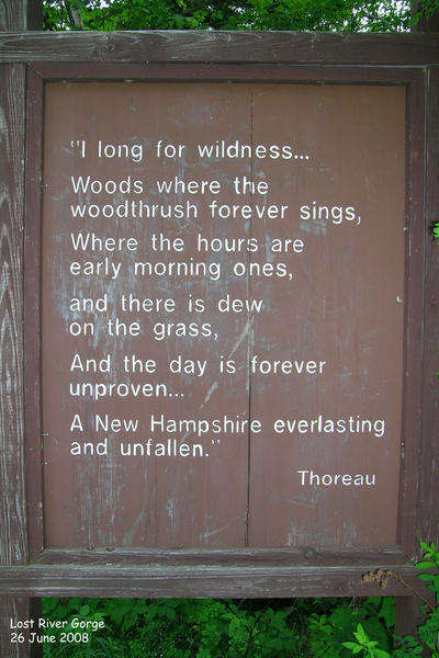 Thoreau quote at the Lost River Gorge