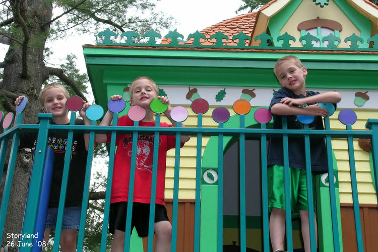 The boys in the Storyland treehouse