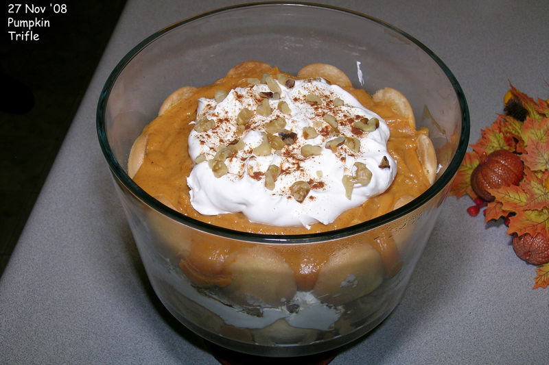 The pumpkin trifle Claire made for Thanksgiving dessert