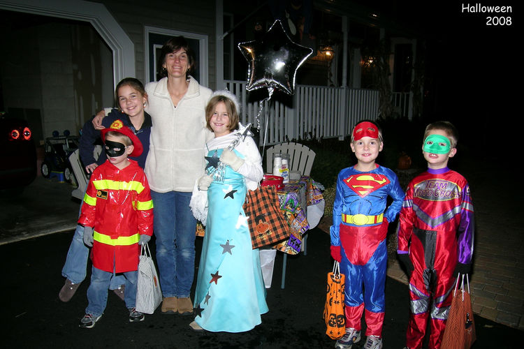 Michelle with the kids on Halloween