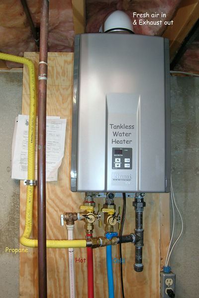 The new tankless heater that replaced it