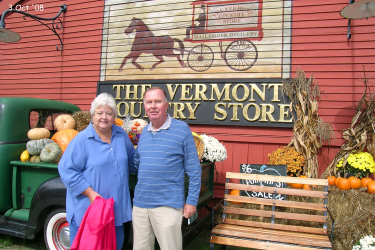 Mom and Dad outside the Vermont Country Store