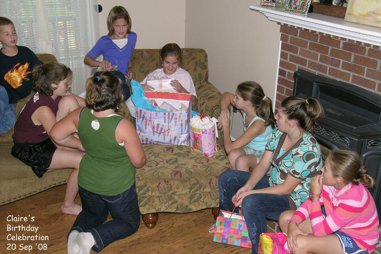 Claire opening presents