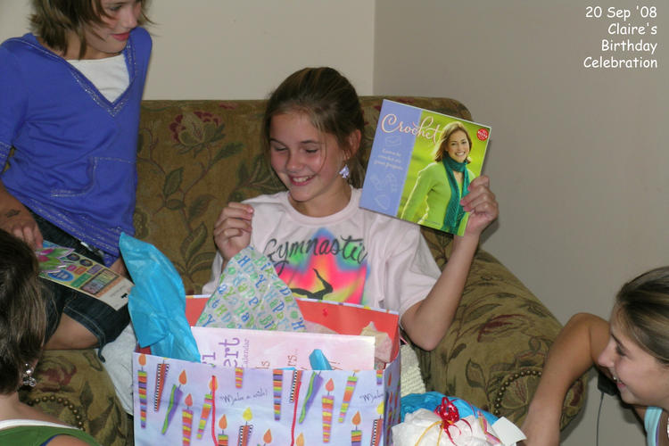 Claire opening presents