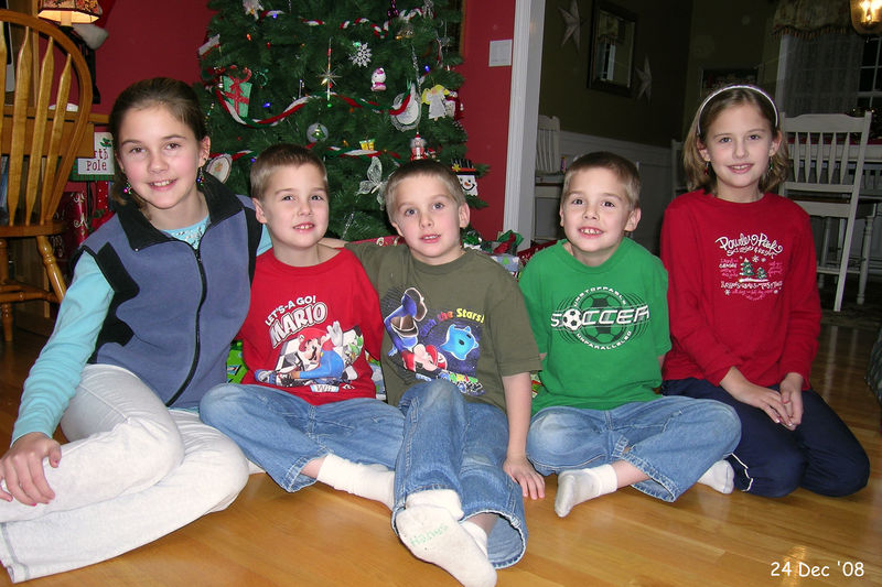 The kids just before opening their Christmas presents