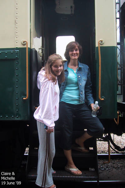 Claire and Michelle on the train