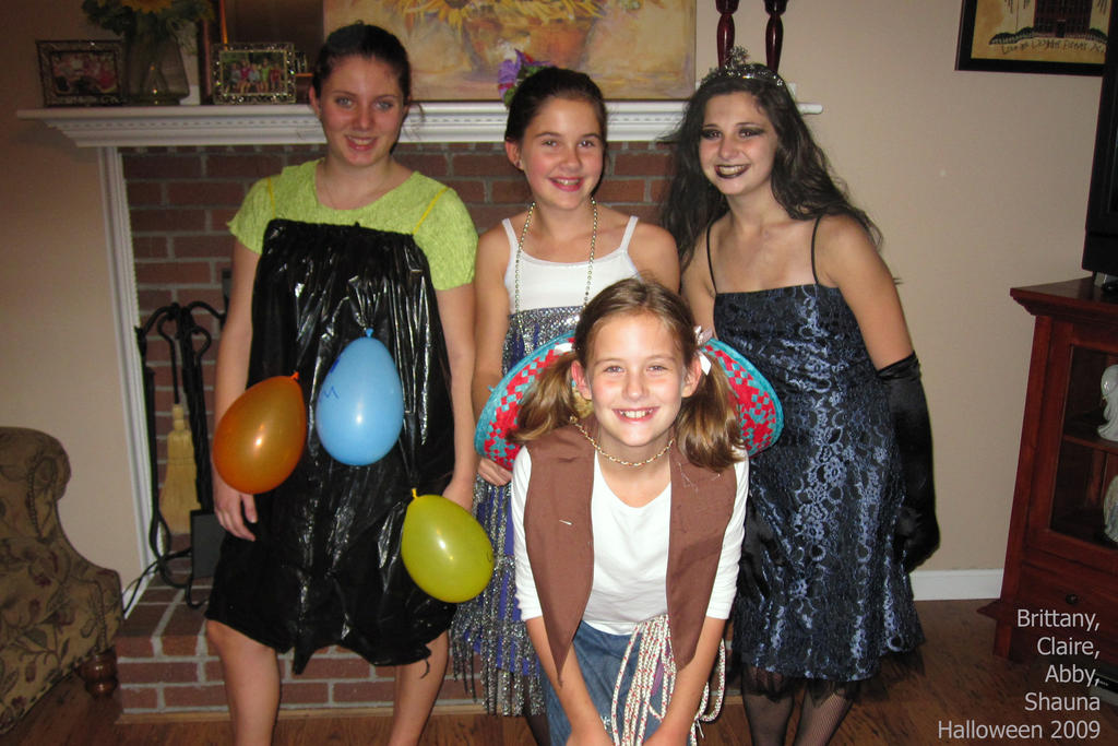Brittany, Claire, Abigail, and Shauna on Halloween
