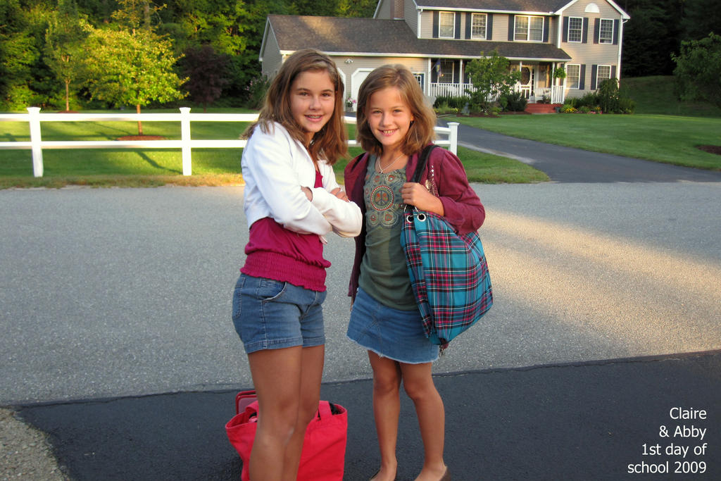 Claire and Abby on their first day of school