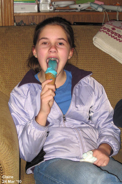 Claire enjoying a cone