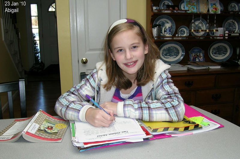 Abigail doing homework