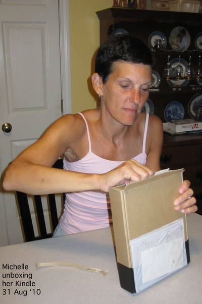 Michelle opening her Kindle