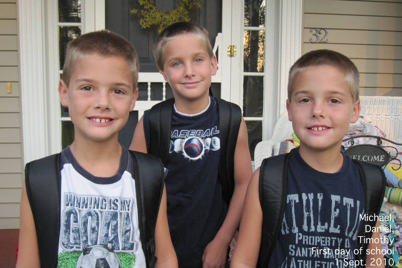 Michael, Timothy, and Daniel on the 1st day of school
