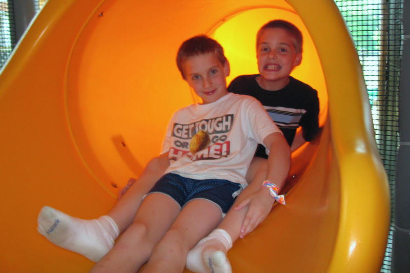 Timothy and Daniel on the slide