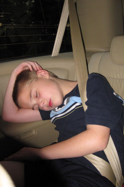 Daniel sleeping on the drive home