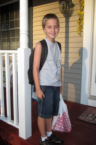 Timothy on his first day of school