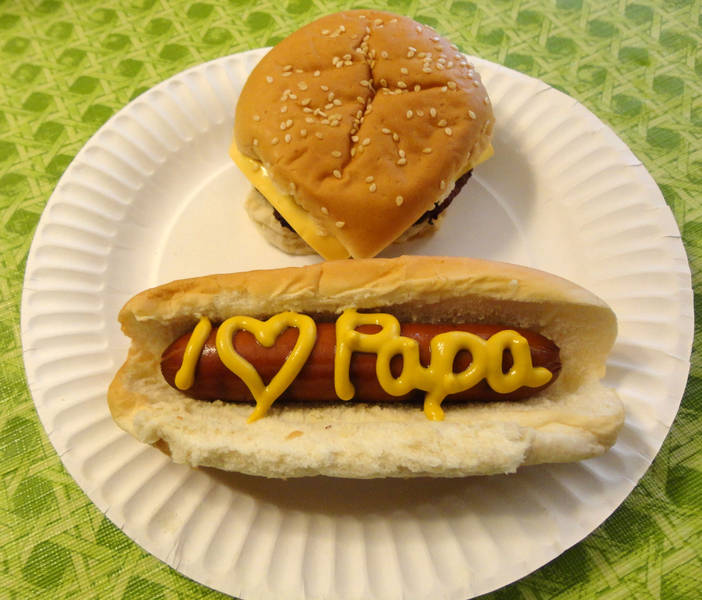 Claire made Papa a hot dog