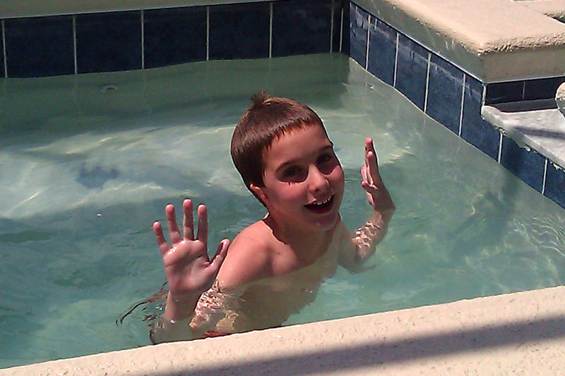 Timothy in the hot tub