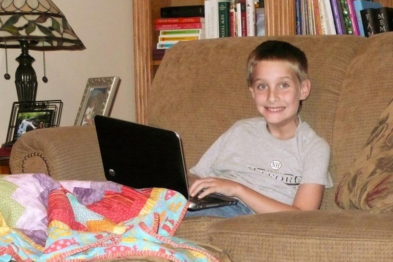 Timothy with his Linux laptop