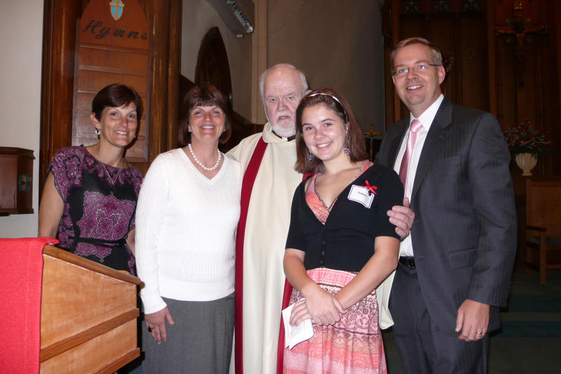 Michelle, Gina, Fr. Don, Claire, and Scott
