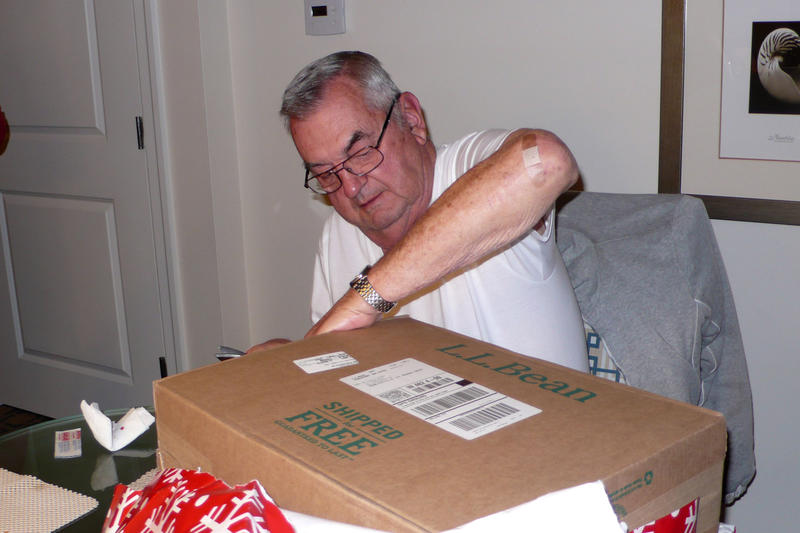 Peter opening his present
