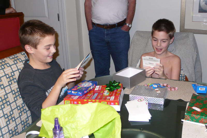Daniel and Michael with their presents