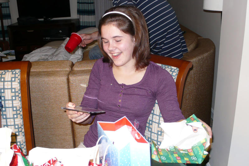Claire opens her real present